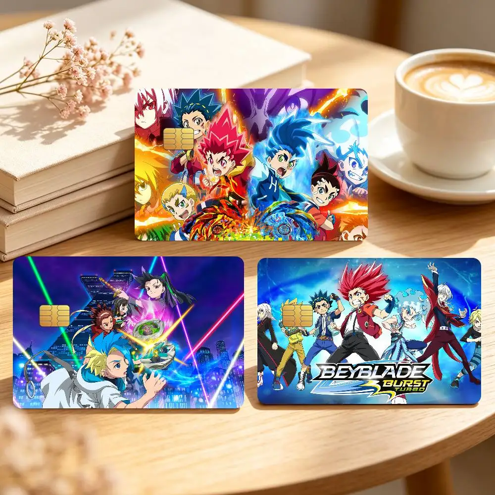 Classic Anime B-Beyblade Cool Credit Card Skin Stickers For Bank Bus Metro Cards Waterproof Anti-Scratch Gift 4PCS