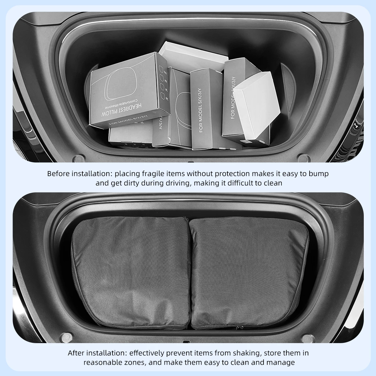 테슬라 모델 Y용 전방 트렁크 보관 가방, 자동차 액세서리, 모델 3 하이랜드 후방 트렁크 내마모성 휴대용 정리함 가방, 2024