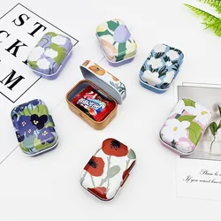 32Pcs(1 Box) New Flower Chewing Gum DIY Mini Cover Iron Tin Earphone Ring Metal Case / Can/Pill Small Kit/Candy Storage Box