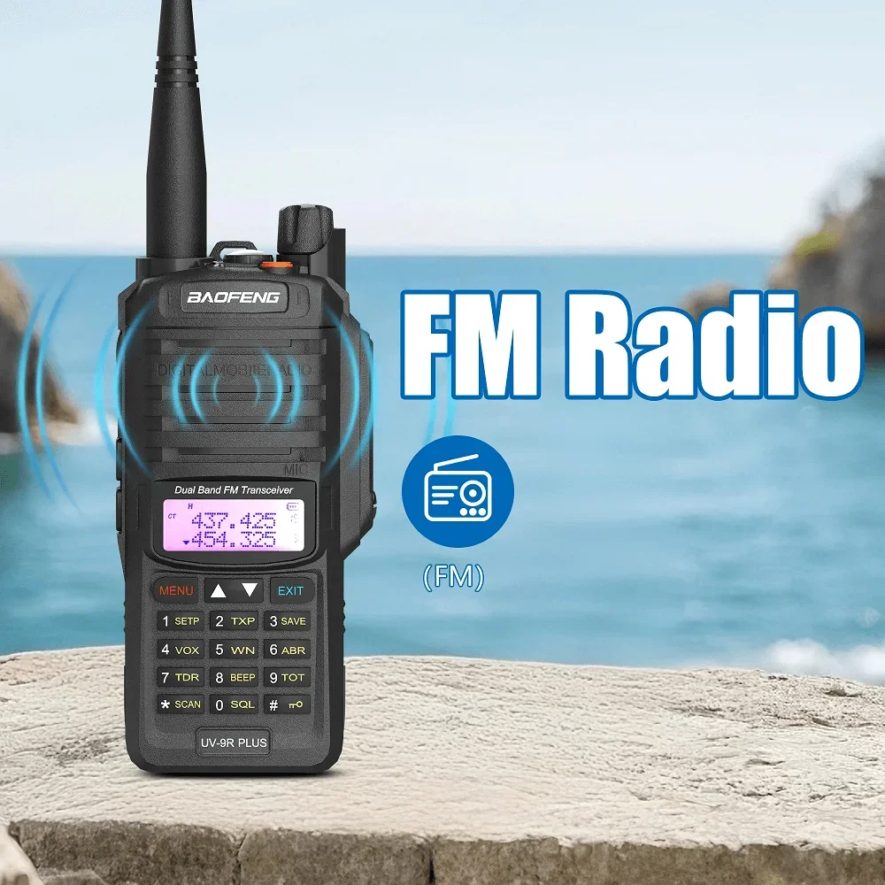 Baofeng UV-9R Plus اتجاهين لاسلكي تخاطب IP68 مقاوم للماء ثنائي النطاق 10 كجم طويلة المدى مصباح يدوي جهاز إرسال واستقبال محمول راديو الصيد