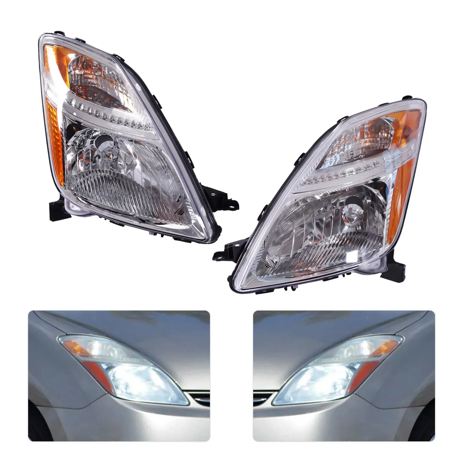 For Left & Right Halogen Headlamp Assembly For 2004 2005 2006 Toyota Prius Head Lights Halogen Headlamp LH RH