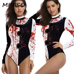 Cosplay spaventoso pagliaccio Costume a maniche lunghe stampa 3D Performance Costume da bagno di Halloween costumi da bagno Costume da bagno per feste in piscina