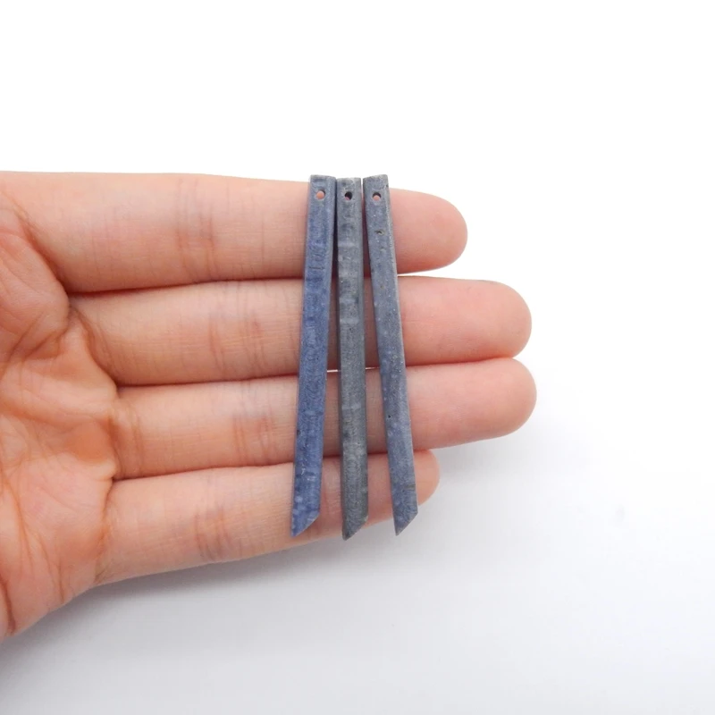 3PCS Natural Blue Coral Long Dangle Earring Beads 56x4mm Front Drilled Jewelry Making Supplies Gift for Daily Wear