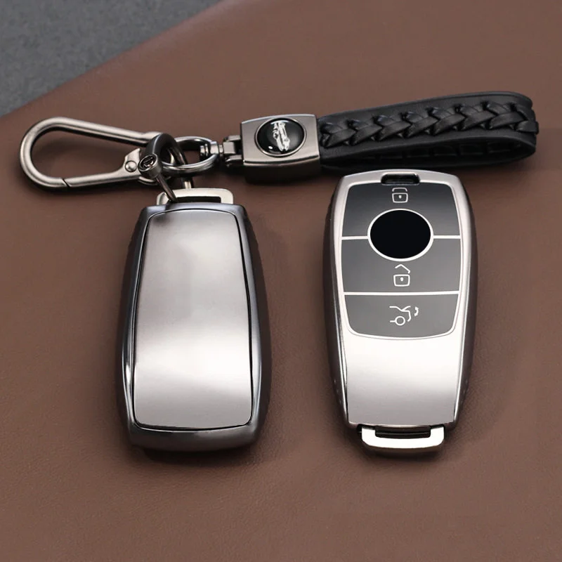 Metallisch graue TPU-Schlüsselhülle für Mercedes Benz A C E S G Klasse GLC CLE CLA W177 W205 W213 W222 X167 AMG Fernbedienung Autoschlüsselhülle