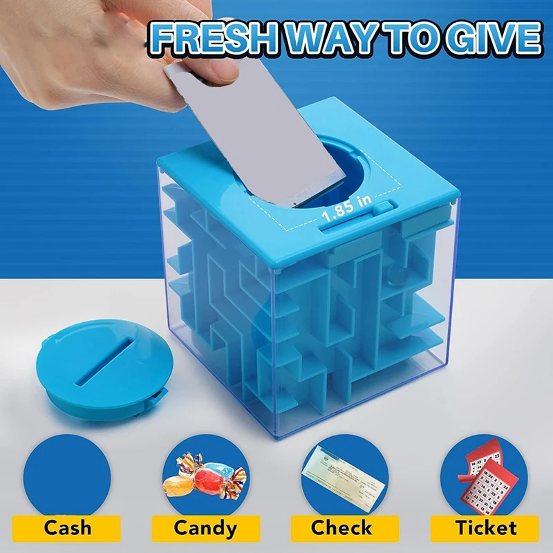 4 Pack Money Maze Puzzle Gift Boxes, Perfect Money Holder Puzzle And Brain Teasers For Kids And Adults 7X7x7cm