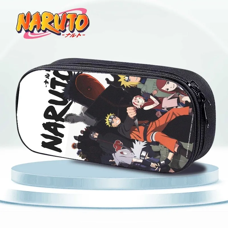 Naruto Pencil Bag Naruto Kakashi Sasuke Multi-layer Stationery Box Large Capacity Zipper Canvas New Waterproof Pencil Box Gift