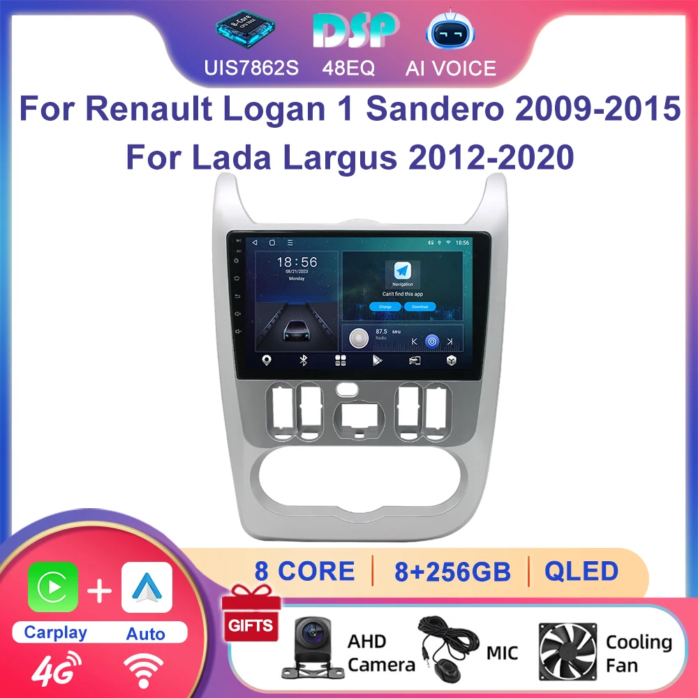 9 Inch 4G Android Carplay Android Auto Multimedia Player for Renault Logan Largus Dacia Duster 2010-2017 Car Video Stereo Upgrad