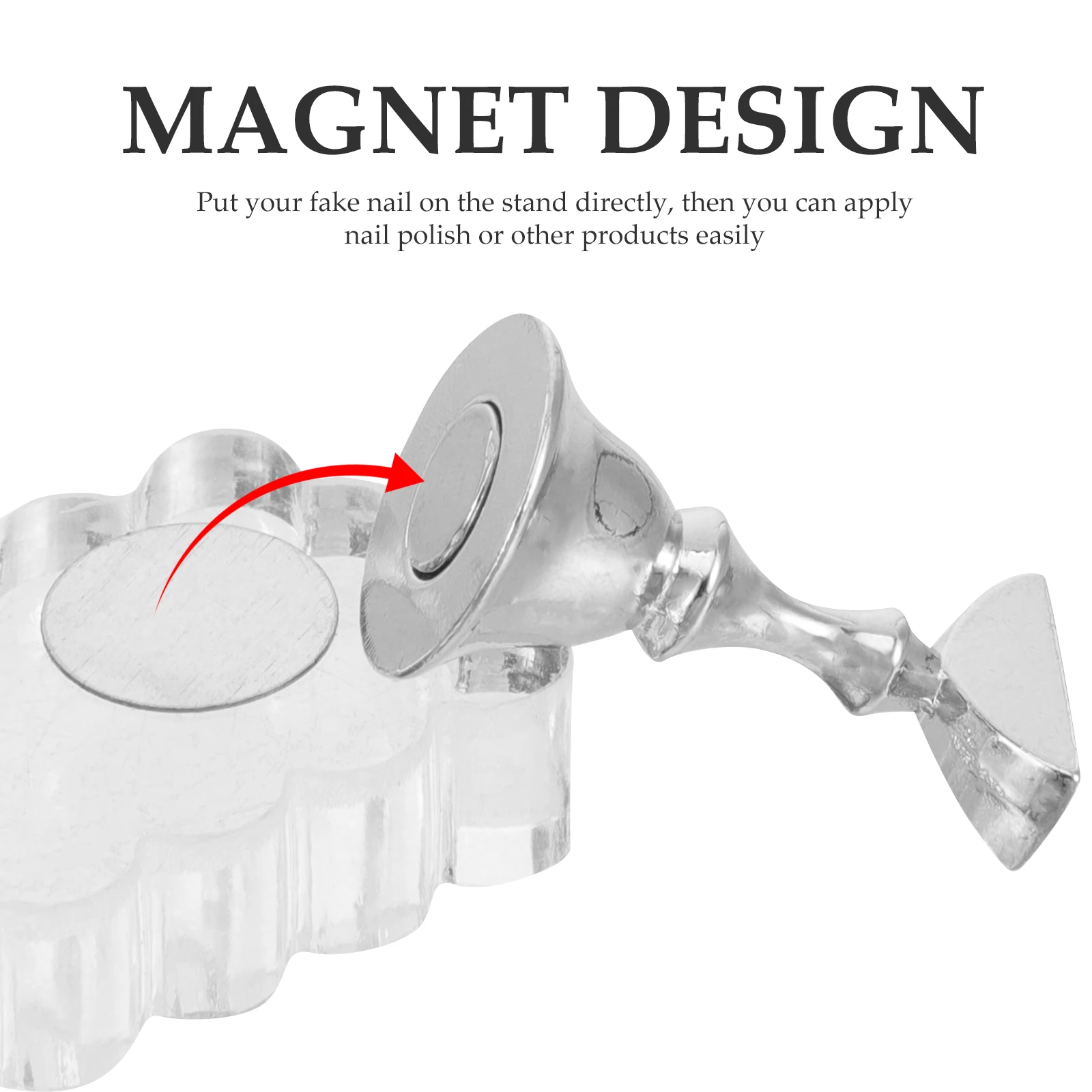 

1 set Transparent Base Silver Nail Holder for Painting Practice Acrylic Nails Display St Manicure Tool Salon Accessory
