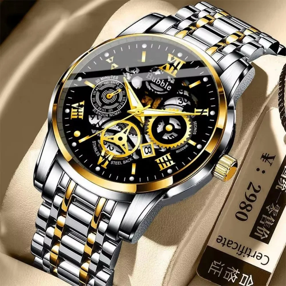 

Watch For Men Trendy High end Light Luxury Versatile Quartz Wristwatches Waterproof Roman Hollow Male's Clock Watch