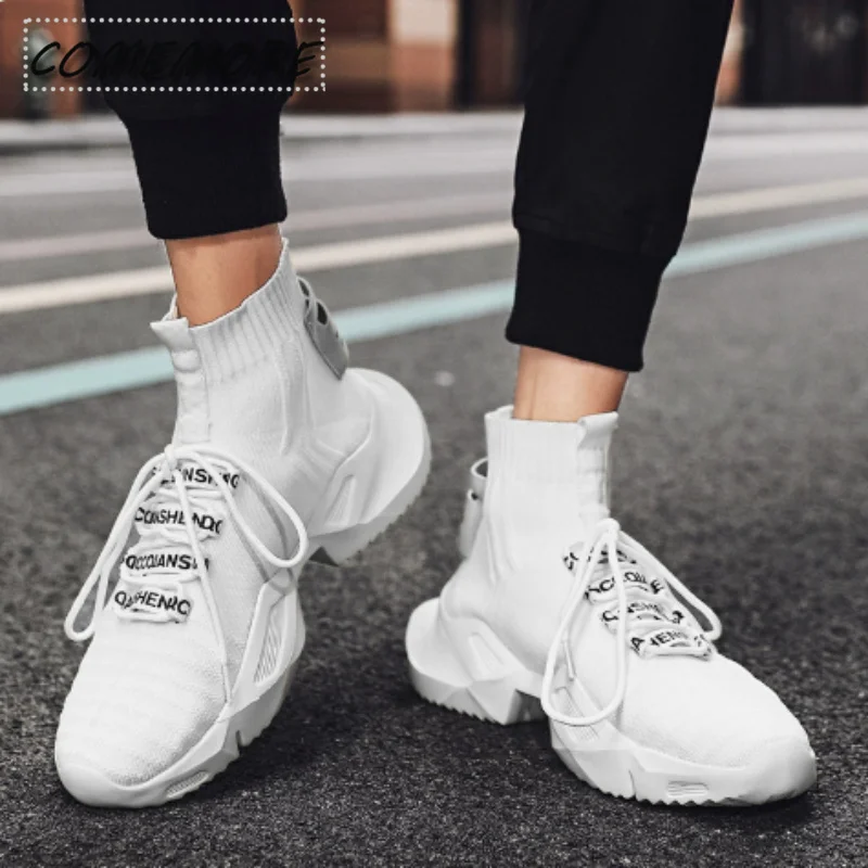 Mesh High Top Sneakers Men Casual Mesh Weave Shoe Lightweight Breathable Man's Walking Runing Footwears Zapatillas De Deporte