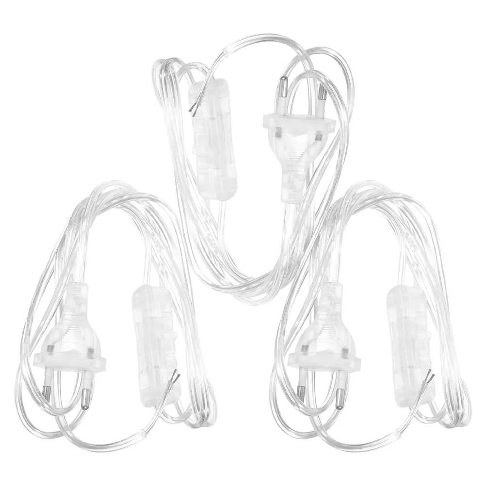 

3pcs Power Cable Clear Lamp Cord Switch Light Pendant Cords Replacement Parts 180cm EU Plug Desk Home Accessory