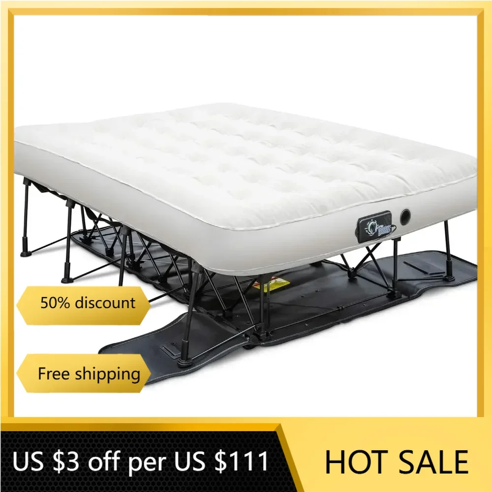 EZ-Bed (Full Size) Air Mattress with Frame & Rolling Case, Self Inflatable, Blow Up Bed Auto Shut-Off, , Best for Travel,Camping