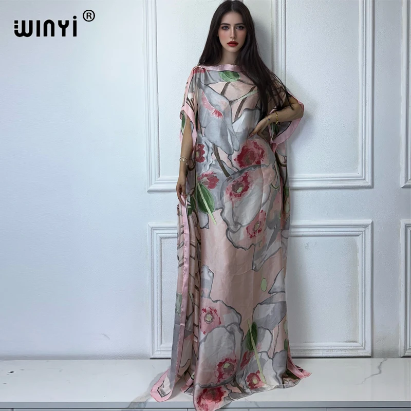 WINYI muslim african traditional dress for woman abaya dubai luxury Kaftan evening dress Elegant Maxi Length Dress beach covers