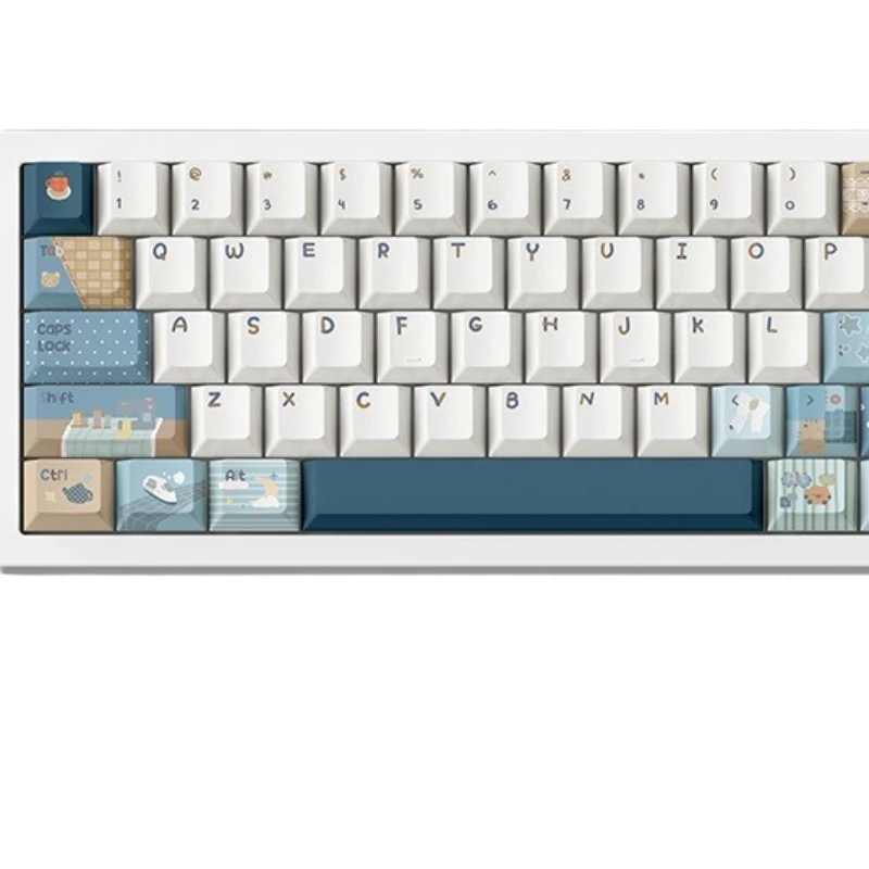 

Sewing PBT heat sublimation 1.7mm thickened, keyboard magnetic axis blue, milk white