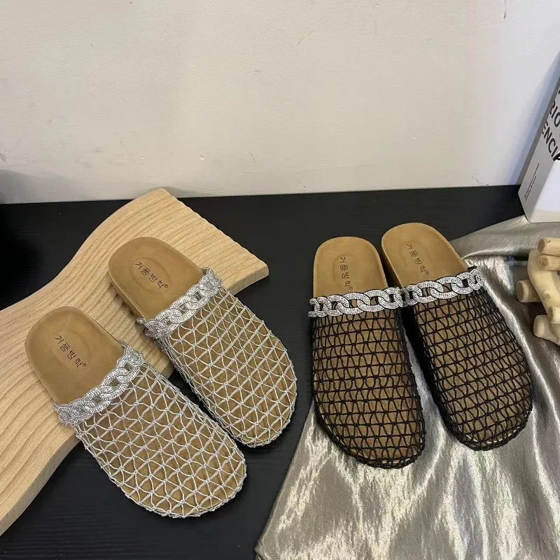 

Женские тапочки, весна-осень 2023, новые модные повседневные дышащие яркие сетчатые тапочки на платформе, уличные шлепанцы