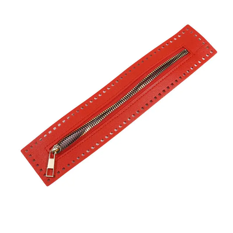 Reversible Pu Leather Zipper With Pinholes For Crochet Bag Hardware Solid Zipper DIY Sewing Practical Bag Accessory