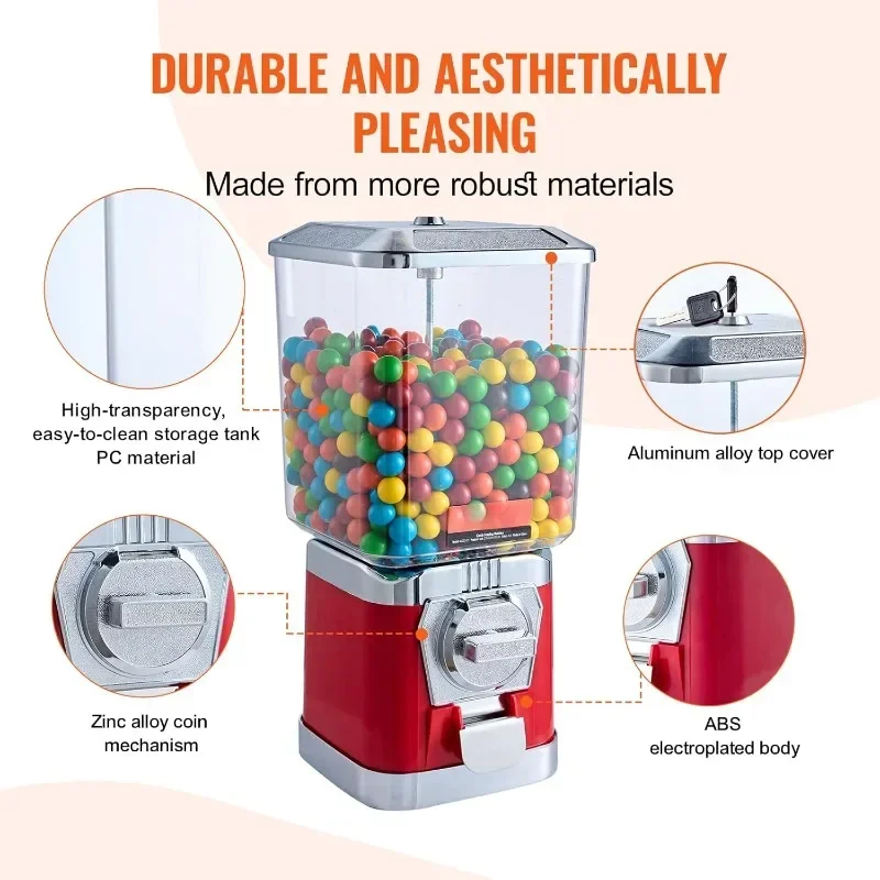 Distributeur automatique de bonbons à domicile pour enfants, distributeur de gumball PC, machine à gommes à bulles pour le jeu à gauche, 17 po H