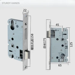 1PCS stainless steel 5845 indoor door silent lock body bearing bedroom door lock core quad