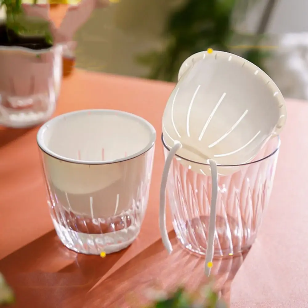 Transparent Self-priming Flowerpot Durable Double-layer Hydroponic Vessel Thicken Detachable Seedling Tray Lazy Potted