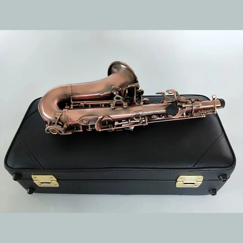 New Soprano Curved sax Antique Copper Red Tom Saxophone S-991Bb Musical Instrument With mouthpiece accessories Gift