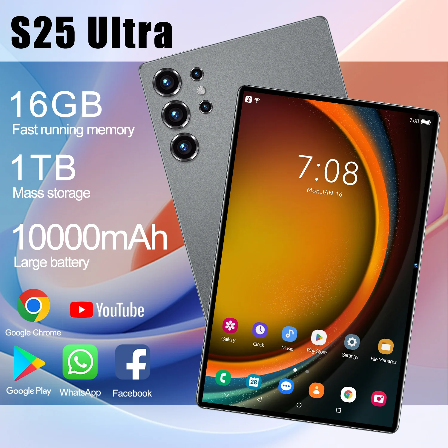 2025 S25 UItra 22 + 2 تيرابايت أقراص 10.1 بوصة Snapdragon 8 Gen3 Android 15 Tablette الإصدار العالمي بطاقة SIM مزدوجة 5G بقدرة 10000 مللي أمبير في الساعة مع بدلة