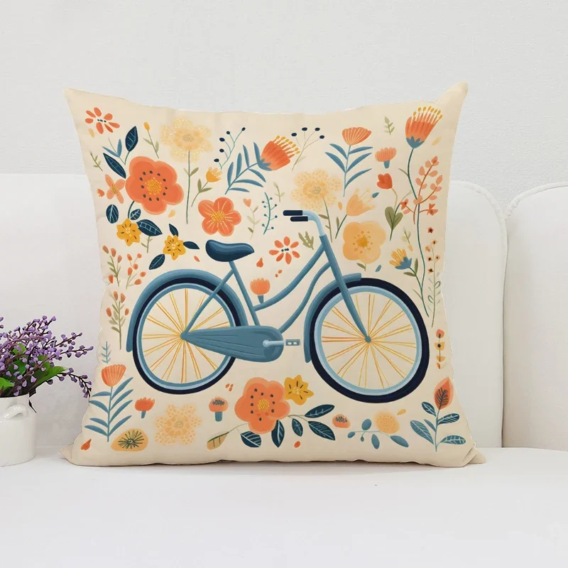 45x45 Pillow Cover Vintage Bicycle Double Sided Printed Sofa Decorative Cushion Cover Home Gift Room Decorative Cushion Cover