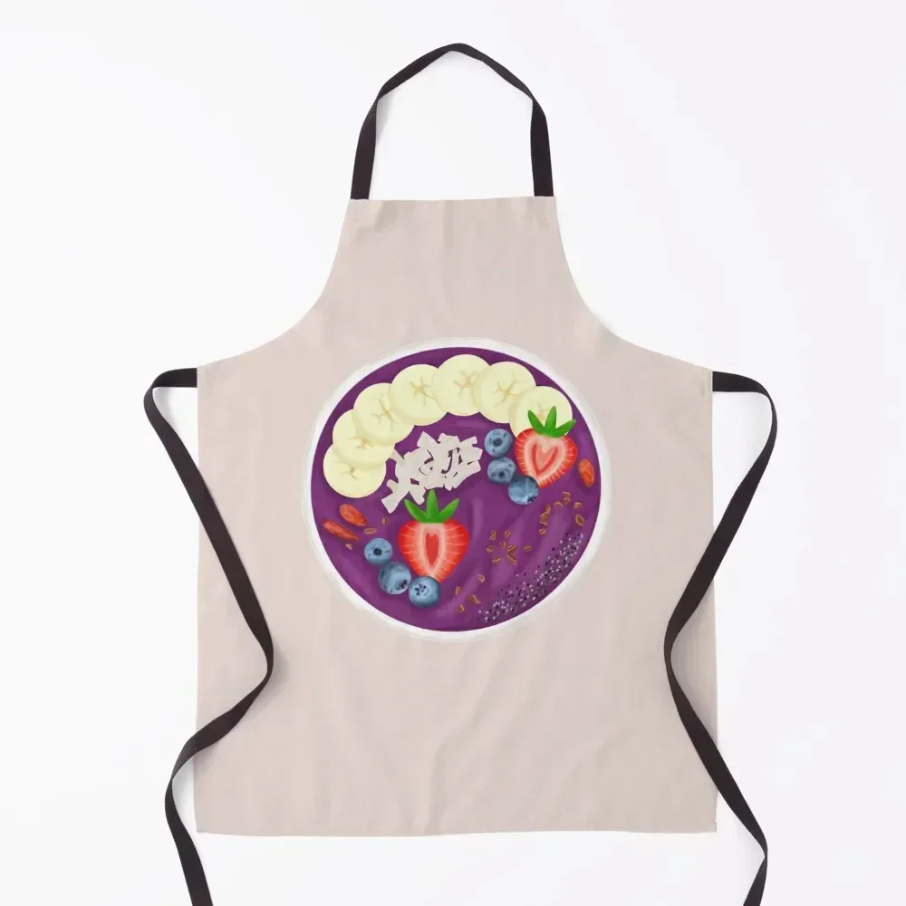 

Smoothie Acai Fruit Bowl Purple Apron bib Chef Uniform Women Cute Kitchen Accessories Christmas gift Apron