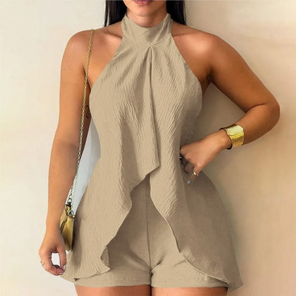 المرأة السراويل القصيرة الرسن بذلة حللا غير رسمية للمرأة قبالة الكتف عارية الذراعين كل مباراة أسلوب بسيط بلون العصرية