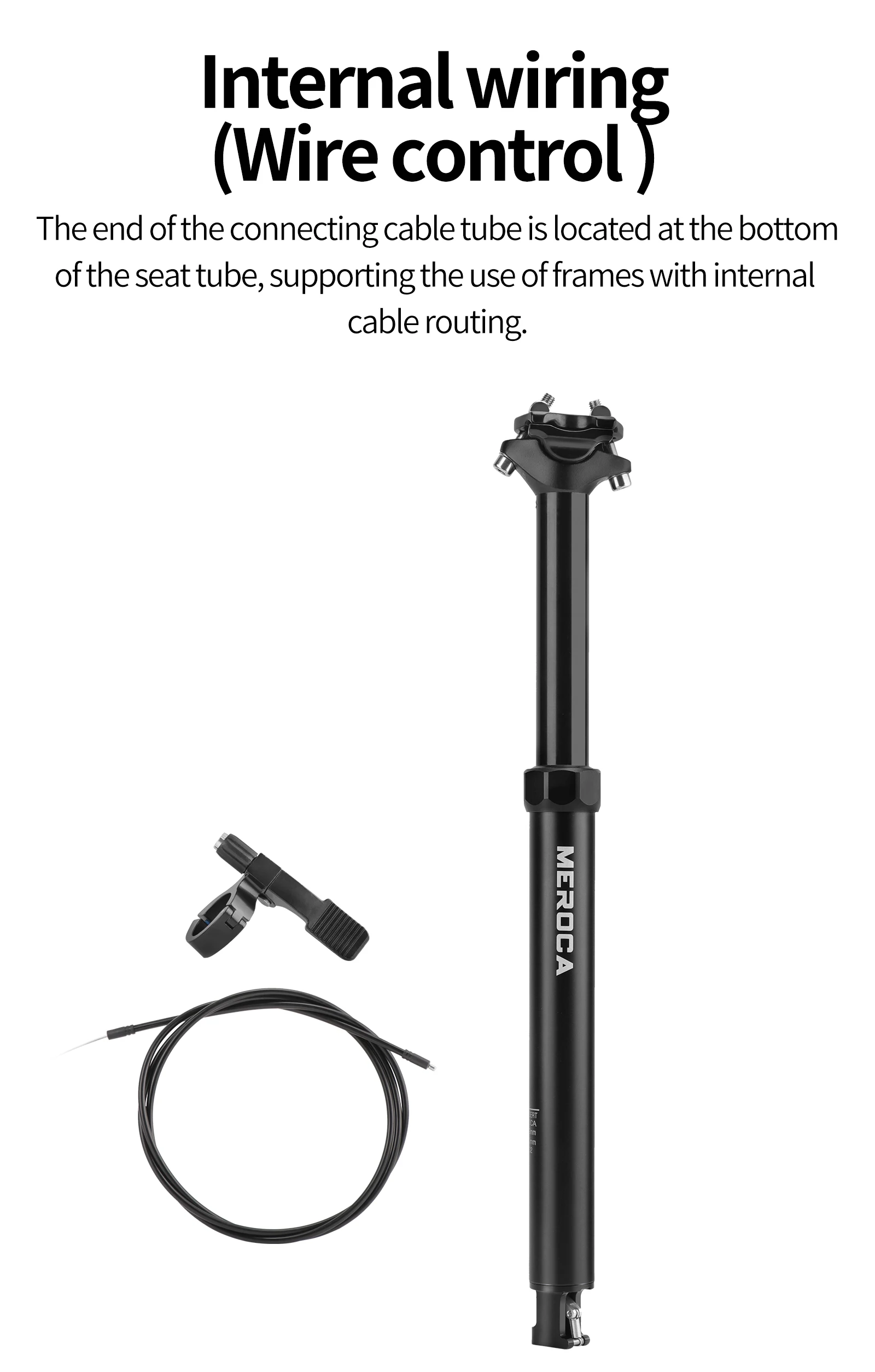 MEROCA Bike Dropper Sattelstütze 30,9/31,6x425mm Interne Routing Kabel Fernbedienung Draht Control Lift Sitzrohr MTB Sattelstütze – Detail 4