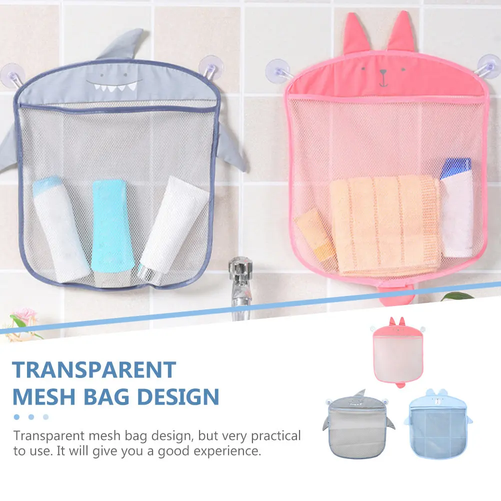 3pcs Cartoon Wall-Mounted Bath Storage Bags – Mesh Hanging Organizer for Toys, Towels & Bathroom Essentials - view 5