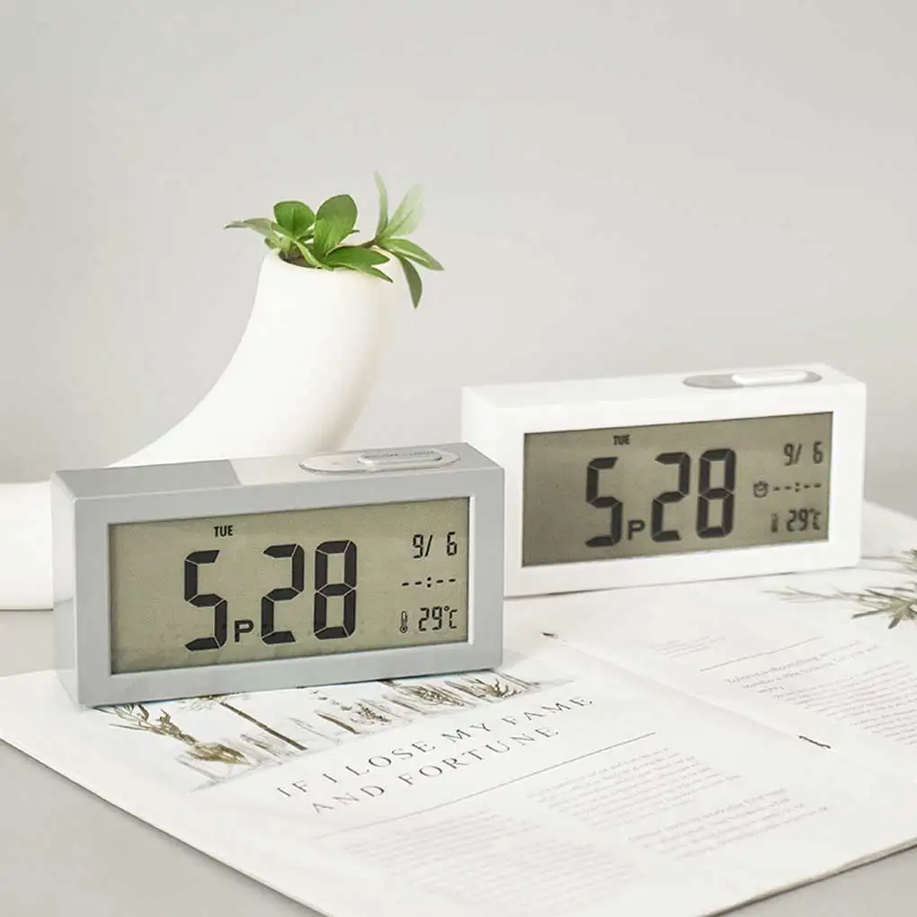 LCD Electric Alarm Clock with Calendar Bedside Humidity Meter Thermometer