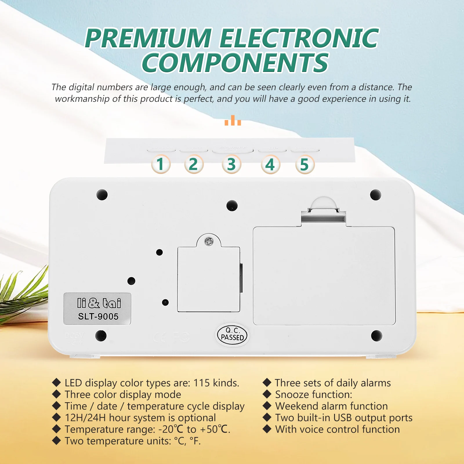 

1Set LED Makeup Mirror with Digital Clock Large Display Adjustable Brightness Bedroom Decorative Electric Timepiece for Home