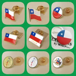 Chile Chilean Map Flag Emblem Flower Brooches Badges Lapel Pins