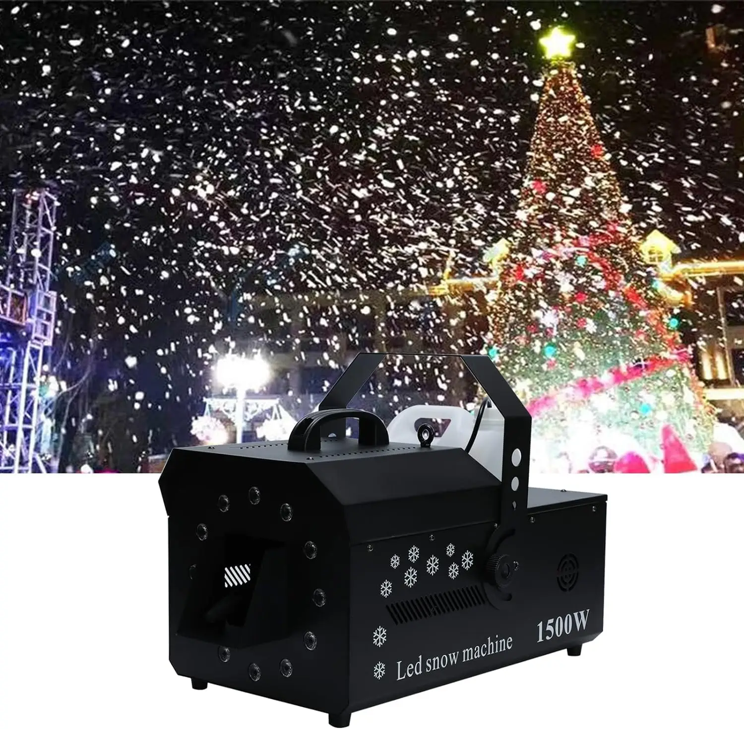 Topflashstar 1500W Snow Machine For Exhibition Kids'party With Remote Control DMX RGB 12 LED Snow Making Machine