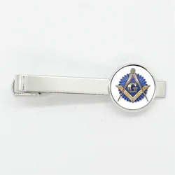 Free Mason Masonic Sigh Glass Gem Tie Clips Copper Metal Simple Necktie Tie Pins Suit Pins Button Gift