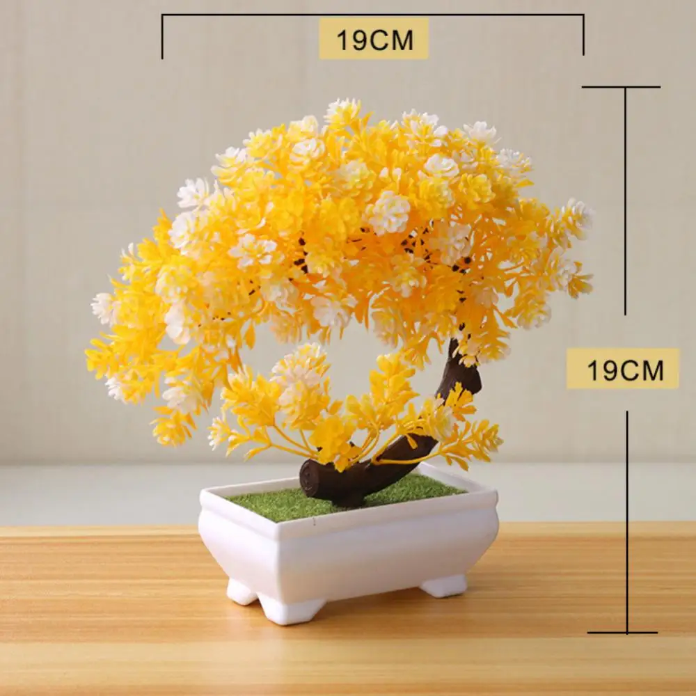 Simulation Plant Potted Sakura Snowball With Pot Artificial Plants Bonsai Green Small Tree Mini Small Ball Flower Decoration