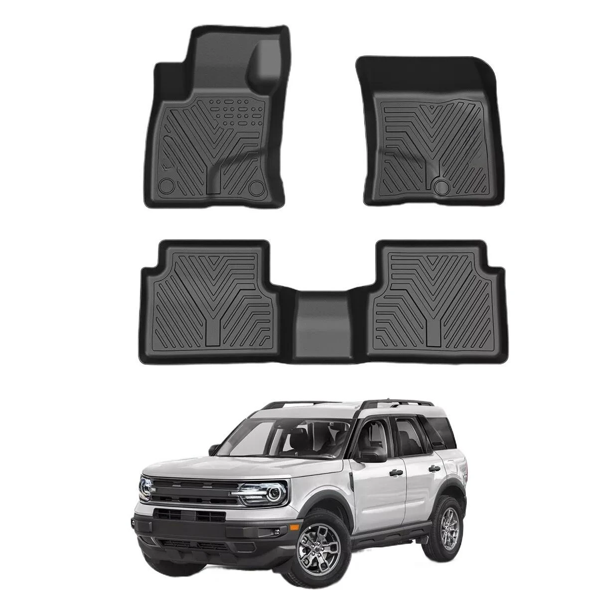 

Car 3D Floor Mats for 2021-2025 Ford Bronco Sport All Weather TPE Rubber Liners