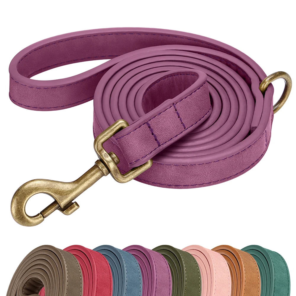 5ft Long Durable PU Leather Dog Leash Durable Pet Walking Lead Leashes Rope for Small Medium Dogs 8 Colors Available