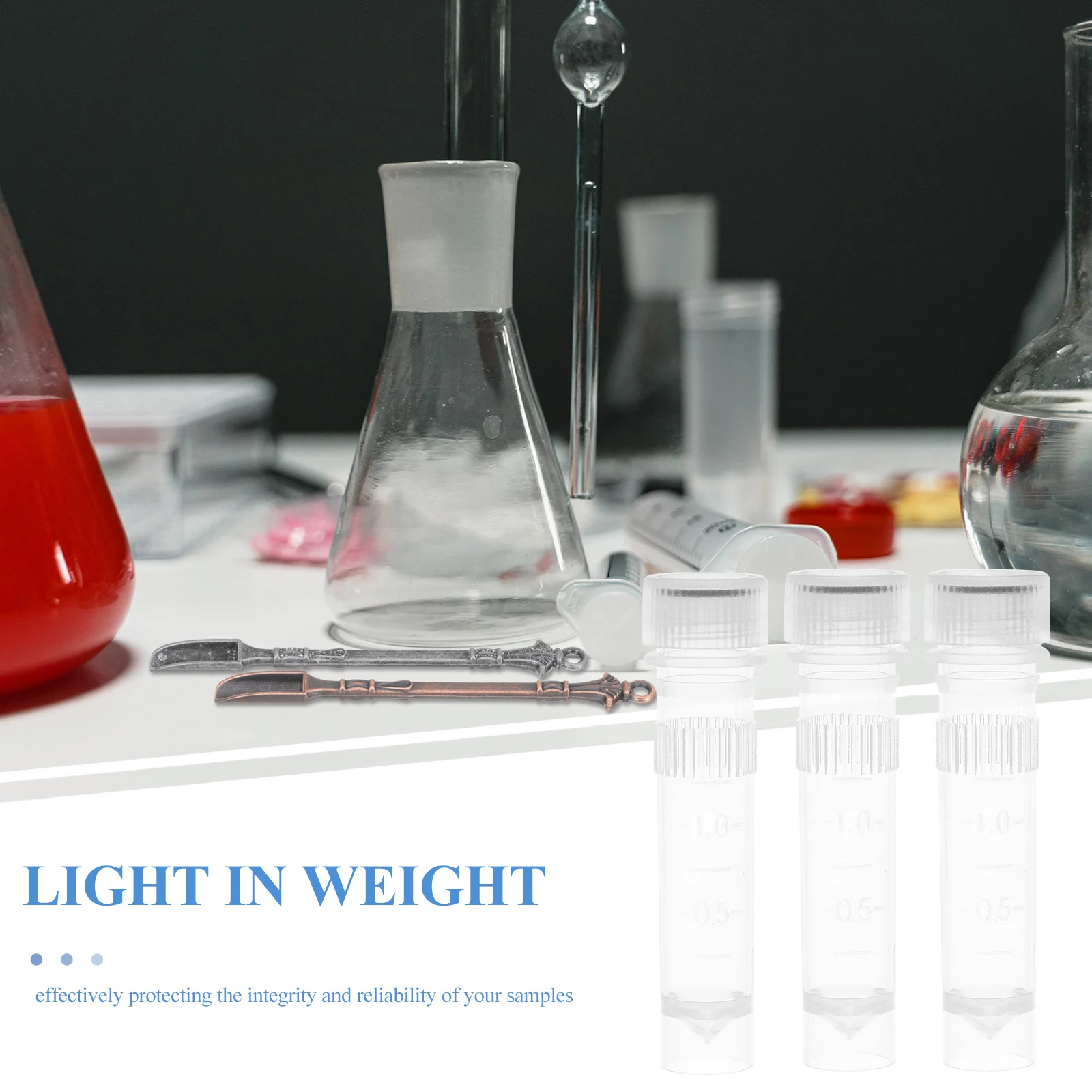 

50 Pcs Cryovial Clear Tube Container Plastic Test Vials Freezing Tubes with Lids Sample