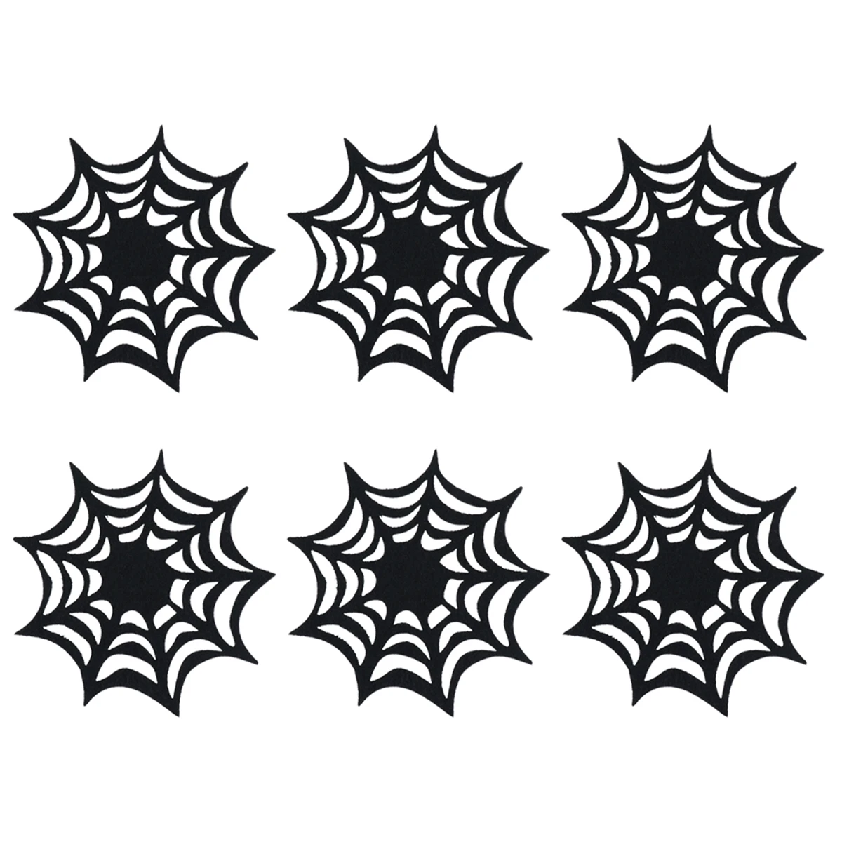 

6pcs Spider Web Coasters Placemats Premium Nonwovens Anti Slip Halloween Table Decorations Cutlery Cups Tabletop Items Protect