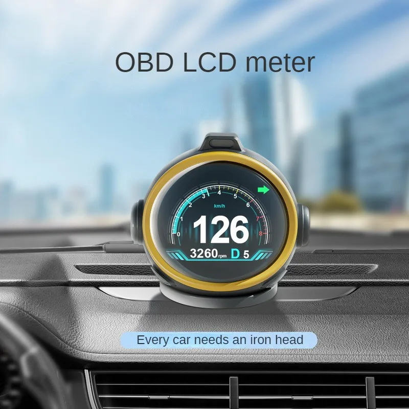 Car OBD LCD Meters Speed Navigation Tire Pressure Water Temperature Gear HUD Head-Up Display With Smart GPS Gesture Recognition