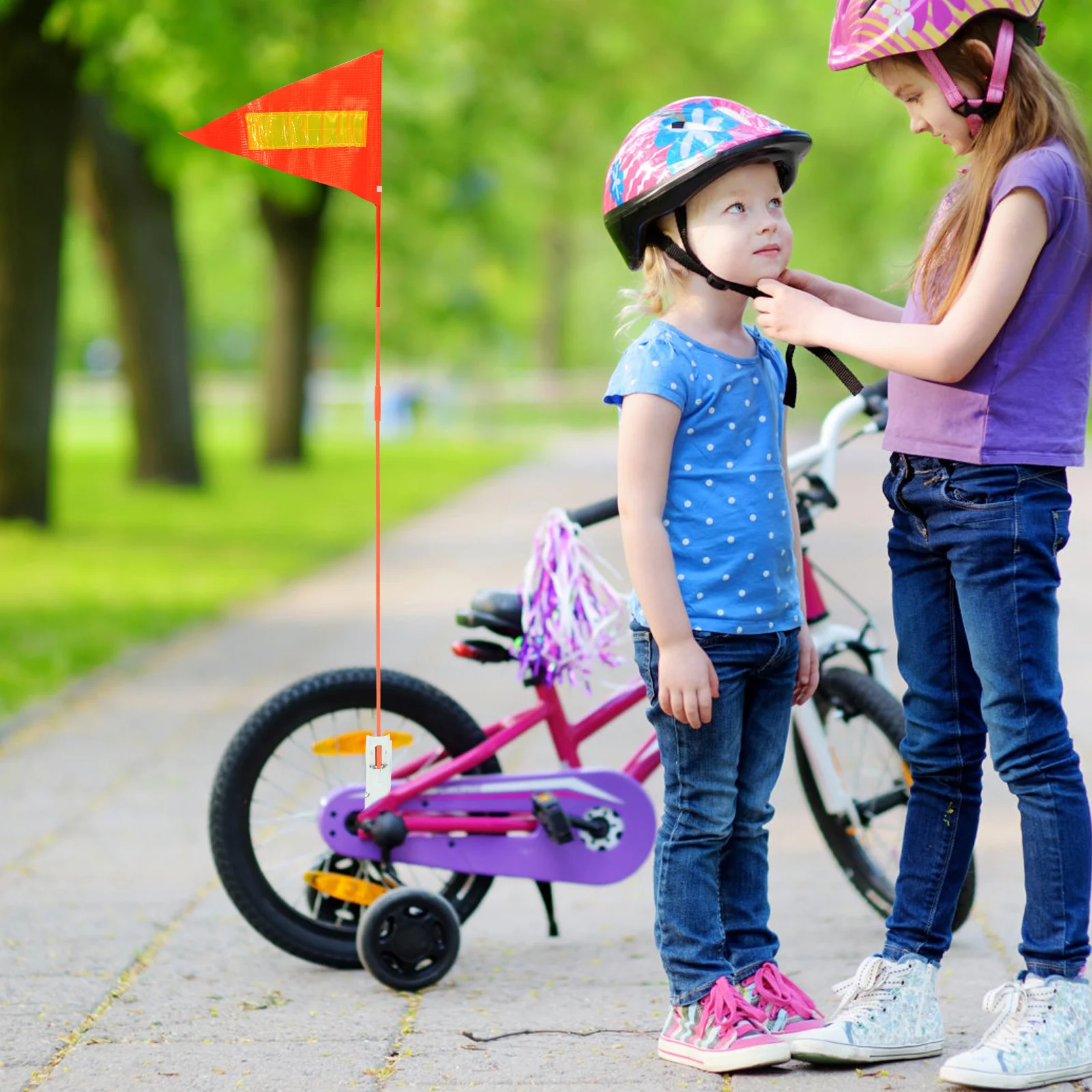 5 Pcs Reflective Pennant Bike Kids Portable Flag Decor Bicycles Flags Safety Cycling Warning Scooter Supply Pvc For Child