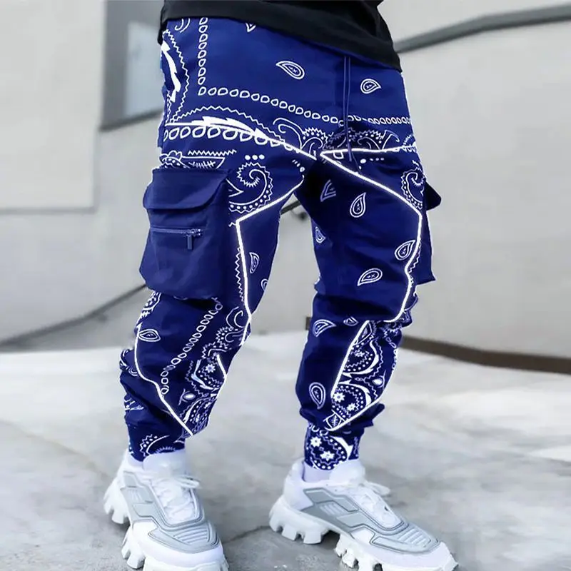 Spring Autumn New Fashion Printing Haren Pants Man High Street Casual Harajuku Drawstring Pockets Breathable All-match Trousers