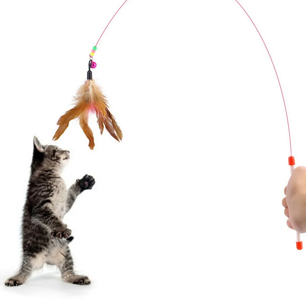 

Cat Teaser Wand Bell Shiny Sparklers Nylon String For Kitten Pet Hunting Wire