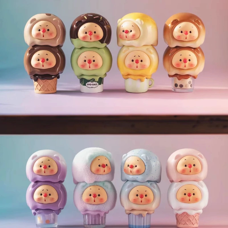 Genuine Oyo Bear Cub Ice Cream Series Anniversary Stackable Blind Box Trendy Mini Doll Gift Garage Kit Ornament Kids Gift Toy