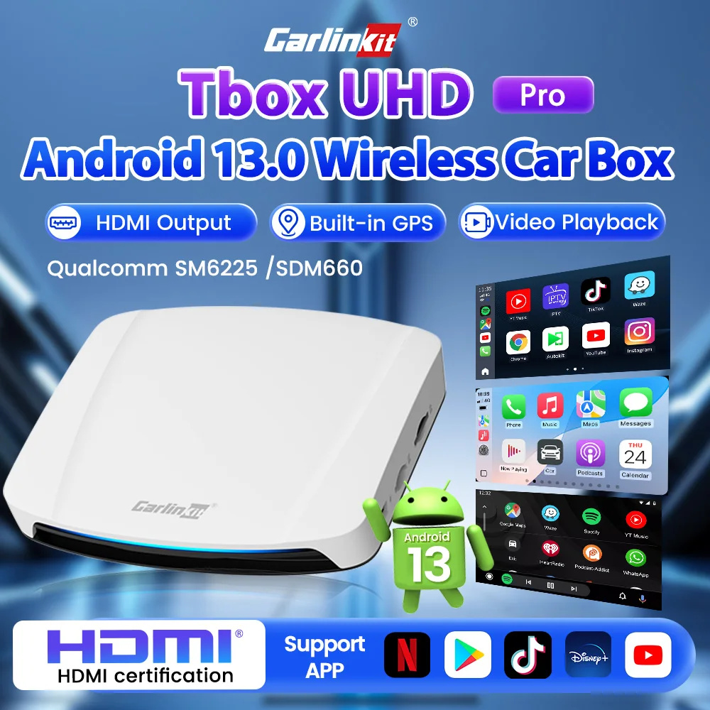 128G CarlinKit PRO 3 UHD Wireless CarPlay Android Auto AI Box New HDMI Video Output CarPlay TV Box for OEM CarPlay Cars Netflix