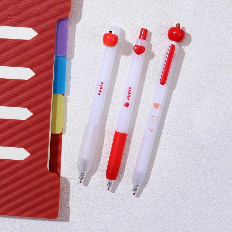 36pcs/lot Creative Apple Press Gel Pen Cute 0.5mm Black Ink Signature Pens Promotional Gift Office School Supplies