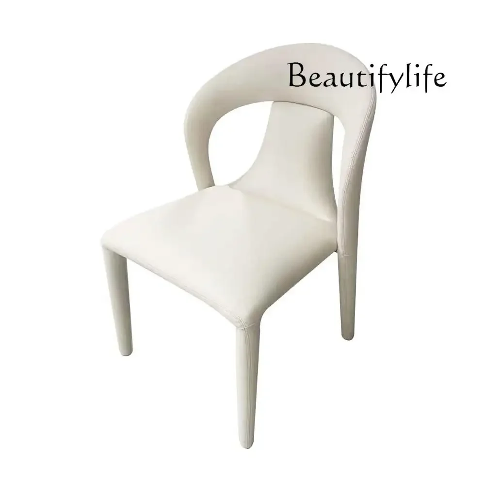 M Italian Light Luxury Dining Chair Household Cream Style Leather Backrest Nordic Small Apartment Dressing Chair