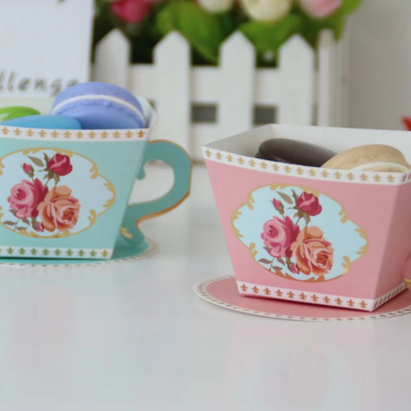 

100pcs/lot teacup Candy Boxes Tea Party Favors Wedding Gifts For Guests Bridal Shower Birthday Party Baby Shower Decoration