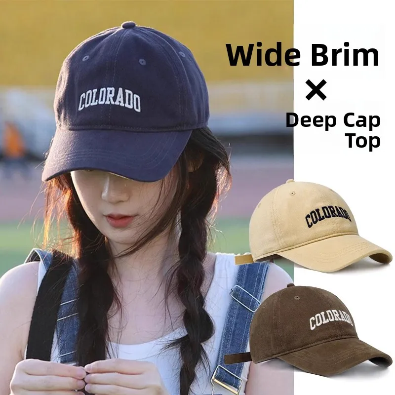 Adjustable Unisex Baseball Cap Wide Brim Hat Sunshade Large Head Circumference Face Enhancing Deepened Duckbill Cap